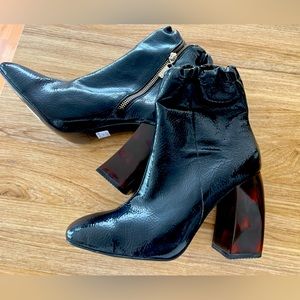 Patent leather black booties